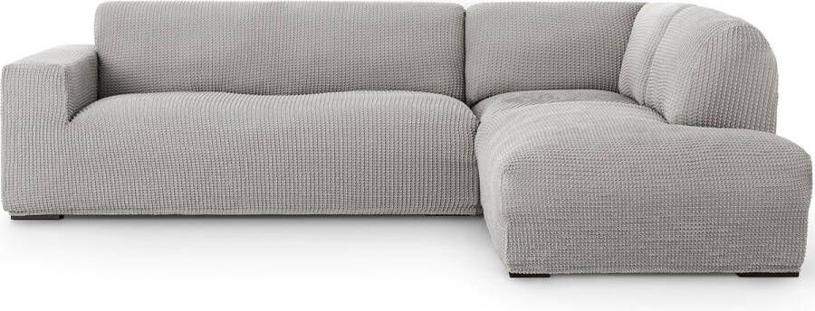 Belmarti Bankhoes Milos Hoek Chaise Longue Rechts Lichtgrijs Elastisch & Antistatisch Bankhoezen voor hoekbank