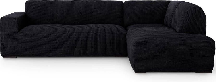 Belmarti Bankhoes Milos Hoek Chaise Longue Rechts Zwart Elastisch & Antistatisch Bankhoezen voor hoekbank