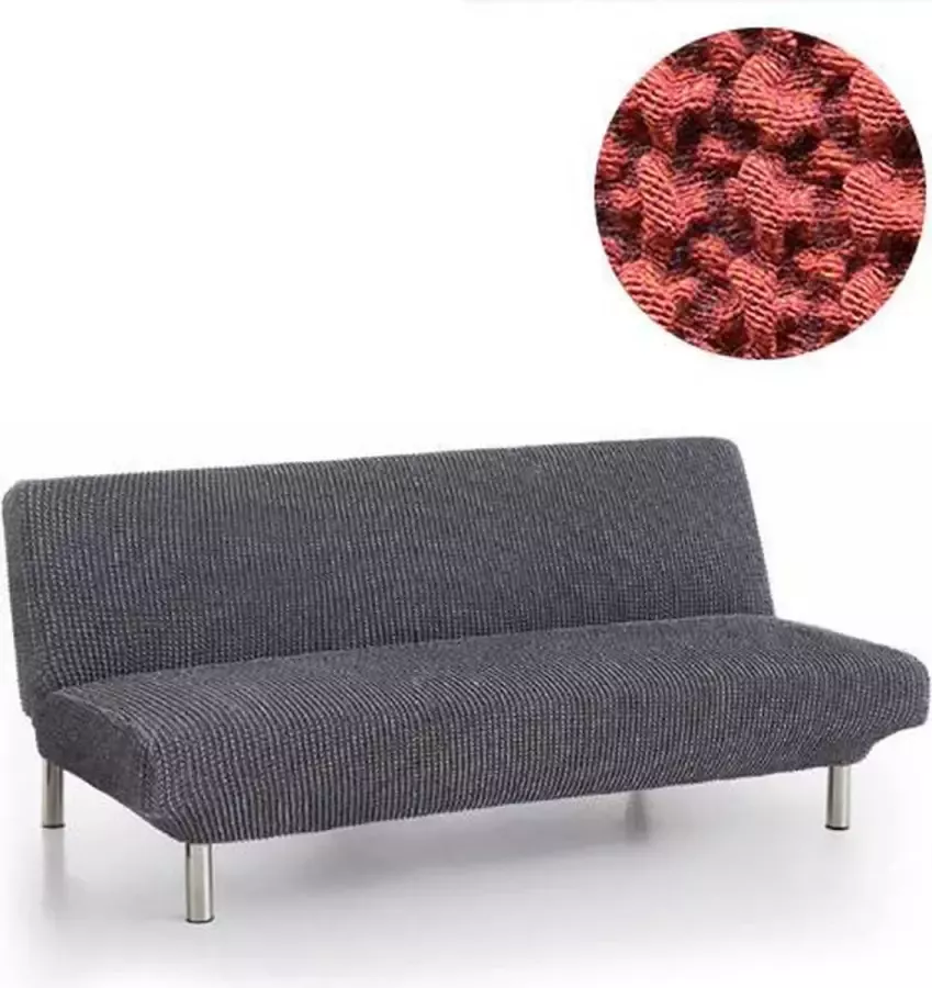 Belmarti Bankhoes Milos Click Clack slaapbank 160cm tot 210cm breed Steenrood Hoge kwaliteit stof met maximale elasticiteit voor slaapbanken Antistatisch van ademend Katoen voor zitten en slapen zonder zweten