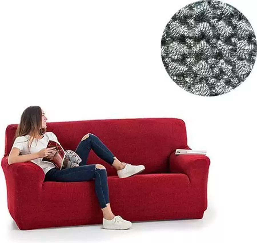 Belmarti Bankhoes Milos 140cm tot 180cm breed Donkergrijs Bankhoezen van ademend katoen Premium kwaliteit Extreme stretch - Foto 3