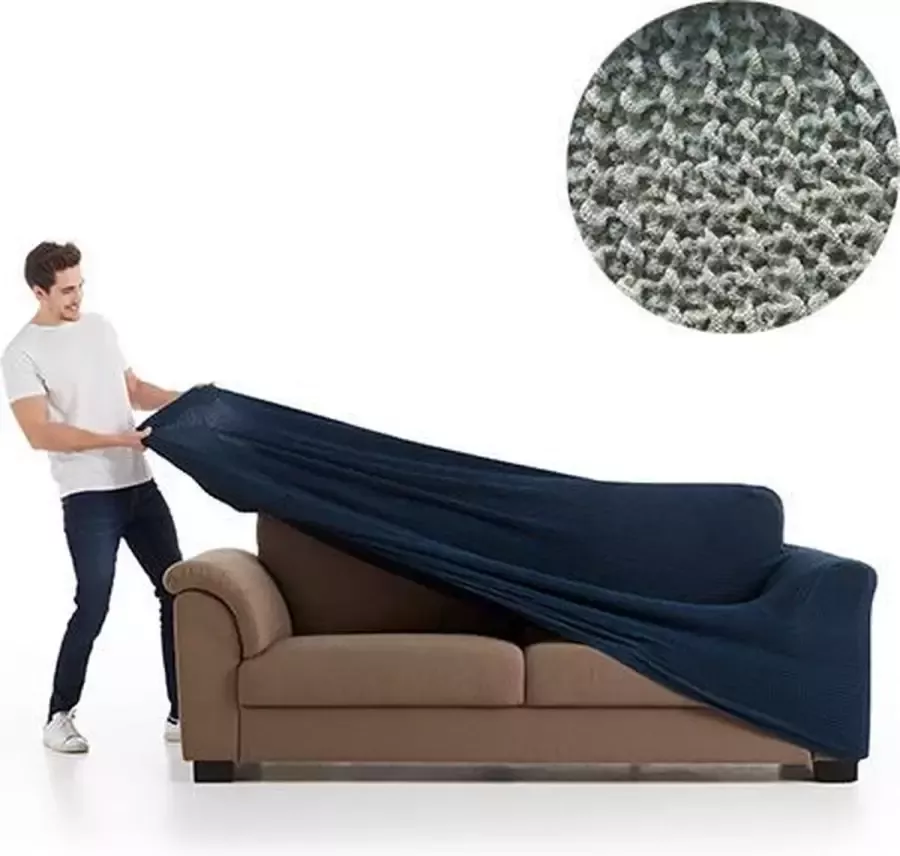 Belmarti Bankhoes Milos 180cm tot 250cm breed Lichtgrijs Bankhoezen van ademend katoen en anti statisch Extreme stretch stof Premium A-kwaliteit