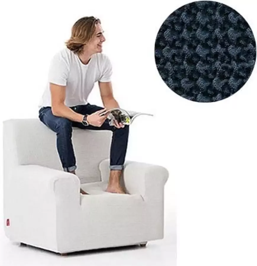 Belmarti Milos meubelhoezen Hoes voor fauteuil 70-110cm Marineblauw