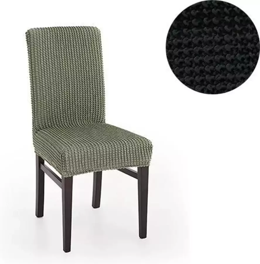 Belmarti Stoelhoes Milos Zwart Stoelhoezen voor eetkamerstoelen met hoge rugleuning Extreme Stretch stoelhoezen Antistatisch: geen geknetter Ademend Katoen: geen zweten
