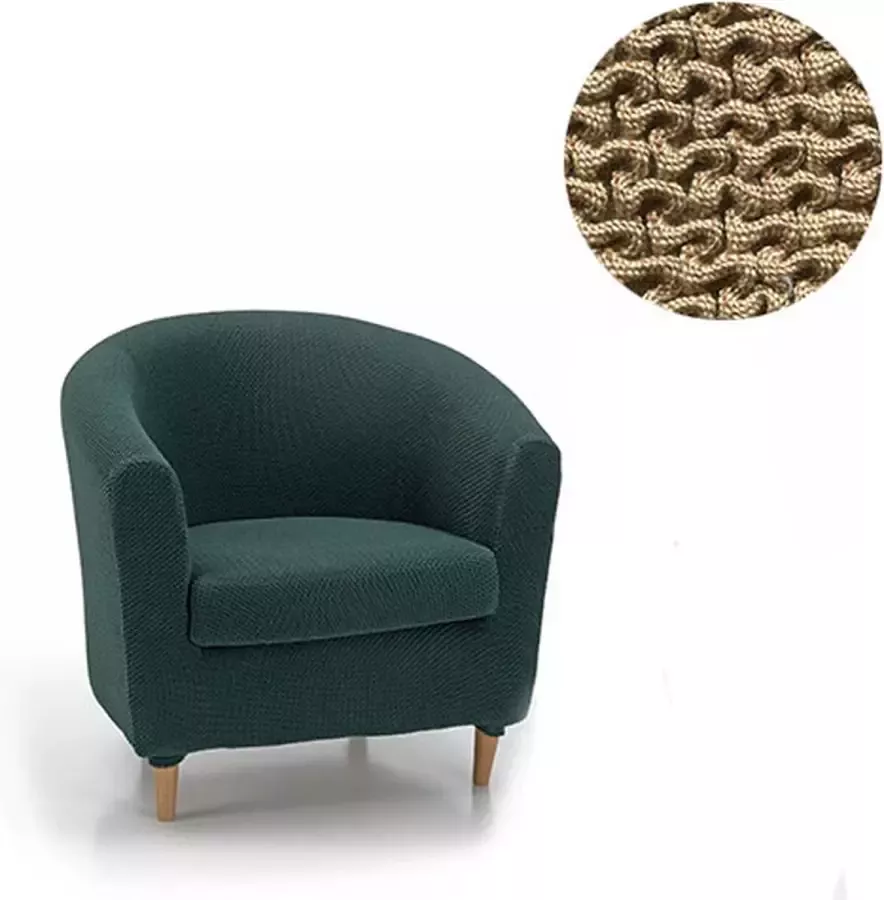 Belmarti Stoelhoes Milan voor Ronde Fauteuil beige Bi-stretch Ademend katoen Fauteuilhoezen voor Kuipstoelen 70-80cm Breed