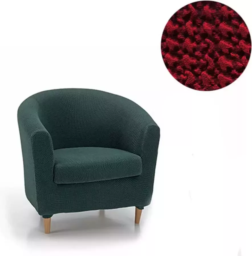 Belmarti Stoelhoes Milan voor Ronde Fauteuil rood Bi-stretch Ademend katoen Fauteuilhoezen voor Kuipstoelen 70-80cm Breed