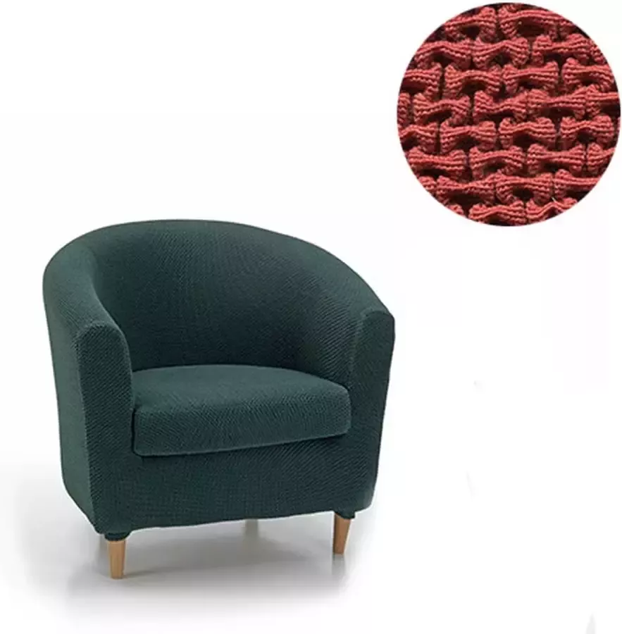 Belmarti Stoelhoes Milan voor Ronde Fauteuil steenrood Bi-stretch Ademend katoen Fauteuilhoezen voor Kuipstoelen 70-80cm Breed