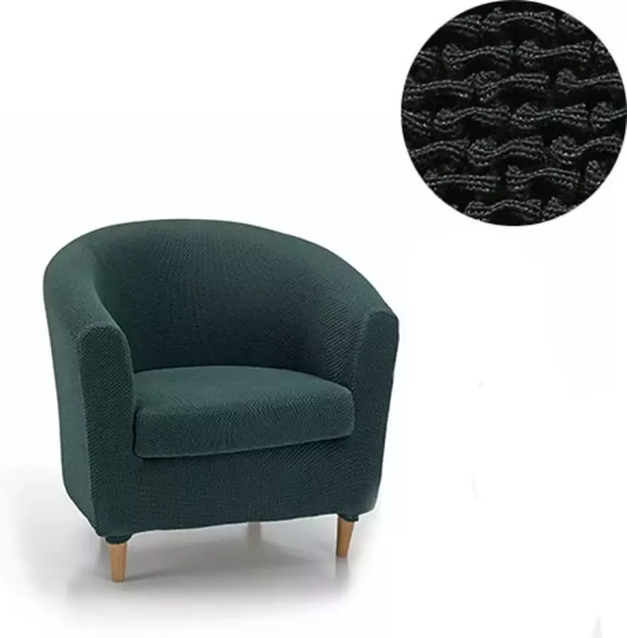Belmarti Stoelhoes Milan voor Ronde Fauteuil zwart Bi-stretch Ademend katoen Fauteuilhoezen voor Kuipstoelen 70-80cm Breed