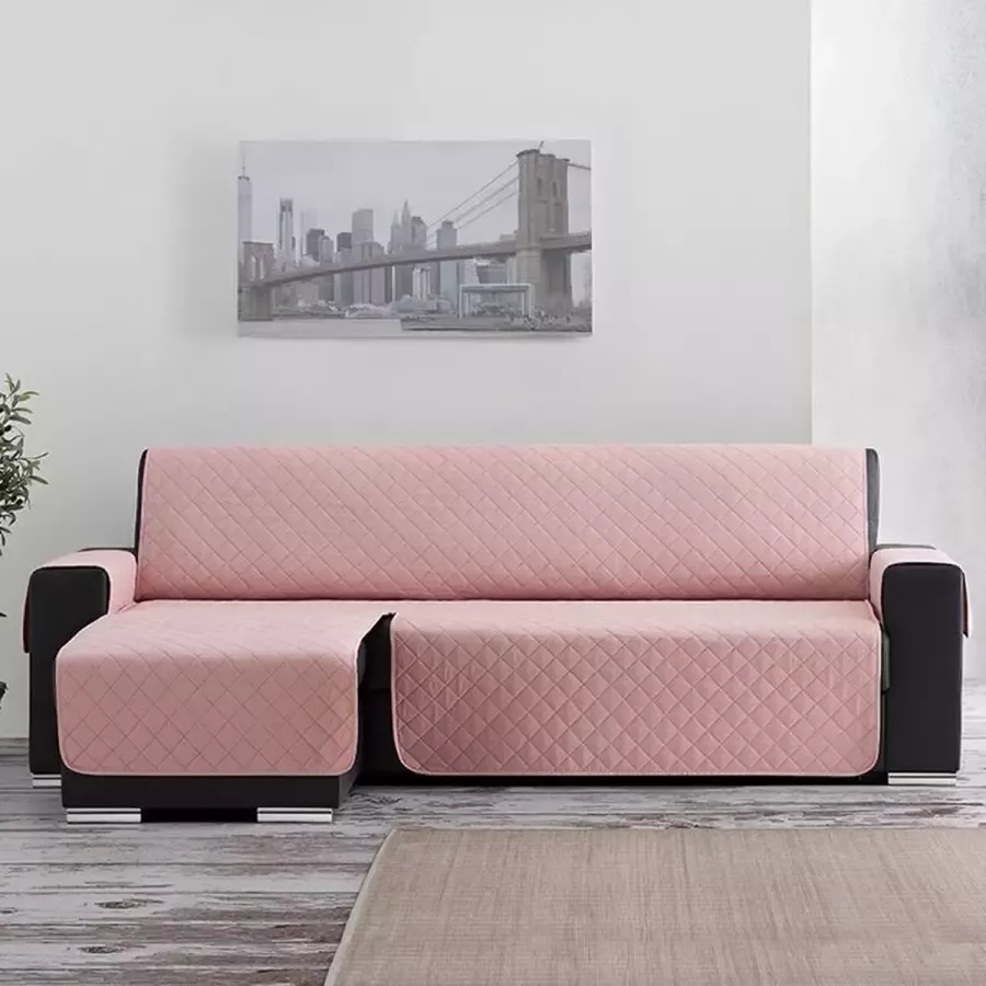 Belmarti Bankbeschermer Duo Chaise Longue Roze Links 200cm breed Bankhoes van zacht microvezel voor optimaal comfort Bescherm hoes voor hoekbanken - Foto 2