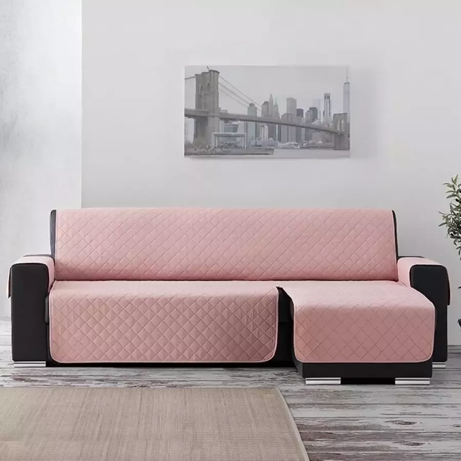 Belmarti Bankbeschermer Duo Chaise Longue Roze Rechts 200cm breed Bankhoes van zacht microvezel voor optimaal comfort Bescherm hoes voor hoekbanken - Foto 2