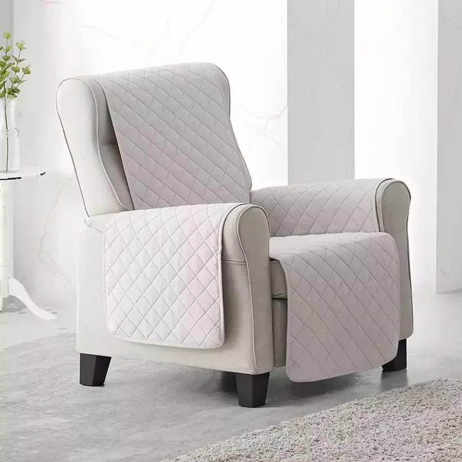 Belmarti Fauteuilbeschermer Duo quilt Ivoor 55cm breed Aan twee kanten te gebruiken Fauteuilbeschermer van zacht microvezel voor optimaal comfort