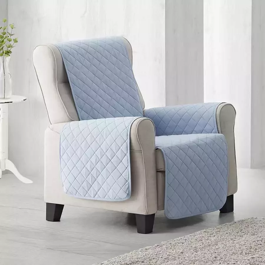 Belmarti Fauteuilbeschermer Duo quilt Lichtblauw 55cm breed Aan twee kanten te gebruiken Fauteuilbeschermer van zacht microvezel voor optimaal comfort