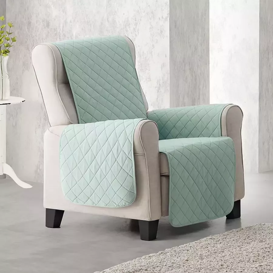 Belmarti Sweet Duo quilt Fauteuilbeschermer 55cm breed Mint Twee kanten te gebruiken OekoTex keurmerk