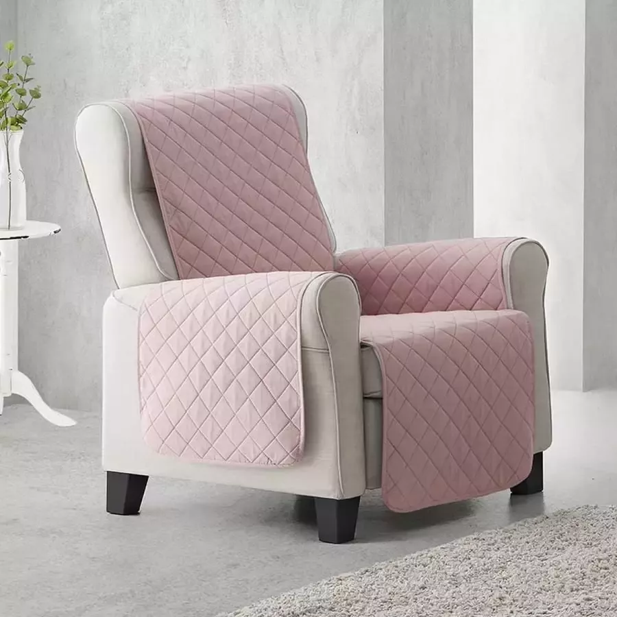 Belmarti Fauteuilbeschermer Duo quilt Roze 55cm breed Aan twee kanten te gebruiken Fauteuilbeschermer van zacht microvezel voor optimaal comfort