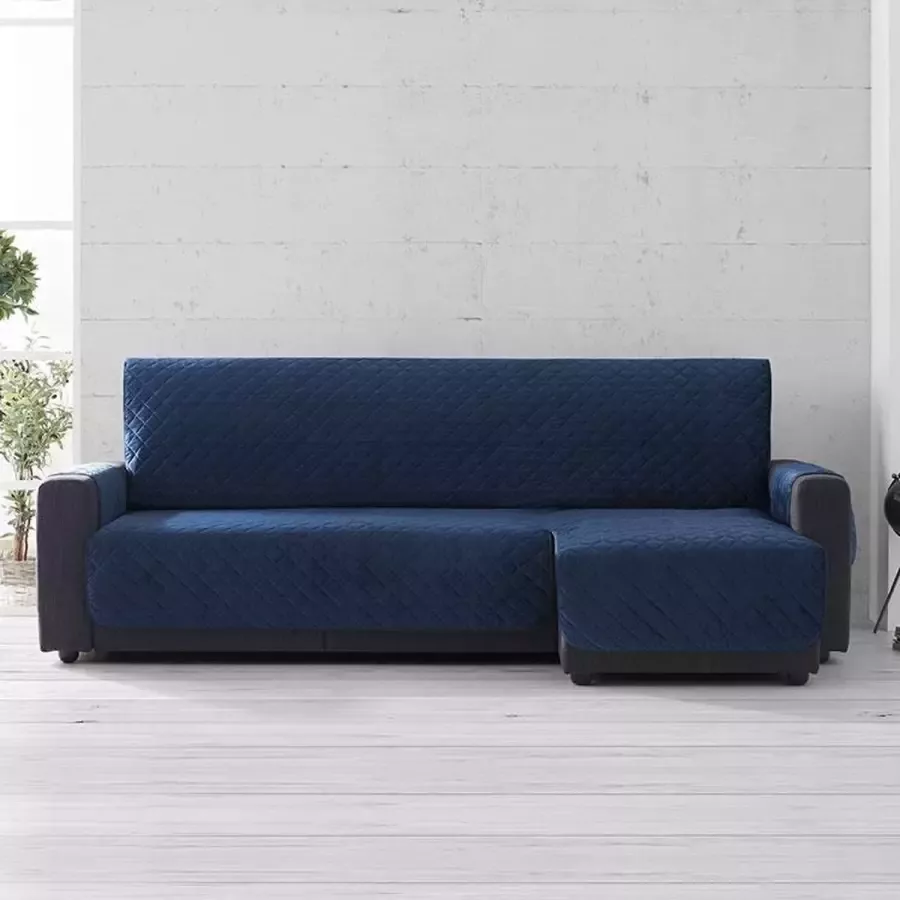 Belmarti Bankbeschermer Velvet Chaise Longue Rechts 240cm breed Blauw Soft Touch Anti-slip onderkant Premium kwaliteit uit Europa