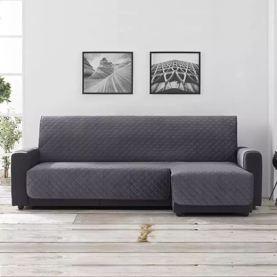 Belmarti Bankbeschermer Velvet Chaise Longue Rechts 280cm breed Grijs Soft Touch Anti-slip onderkant Premium kwaliteit uit Europa