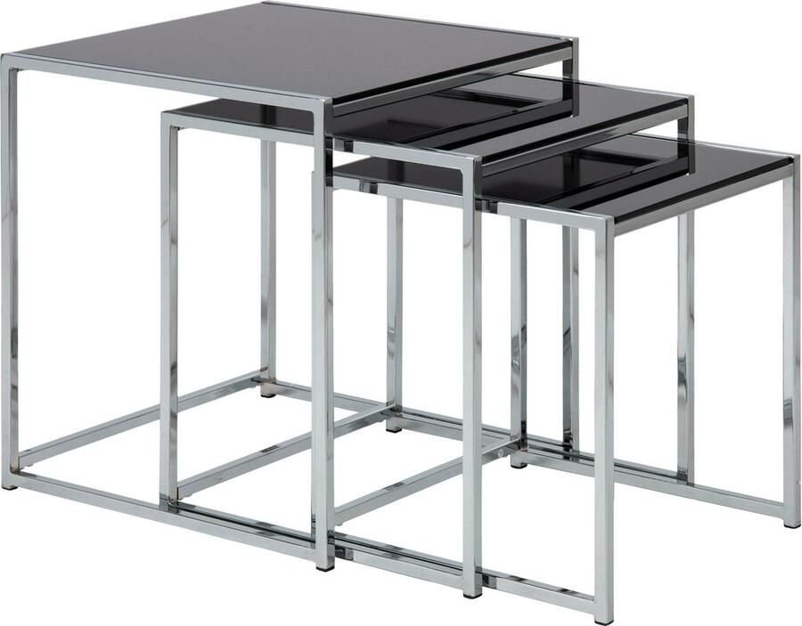 Bendt Bijzettafel Cross Set van 3 stuks Zwart Vierkant - Foto 2