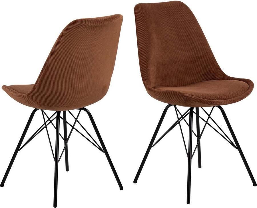 24Designs Cooper Stoel Set Van 2 Ribstof Koper Zwart Metalen Onderstel - Foto 2