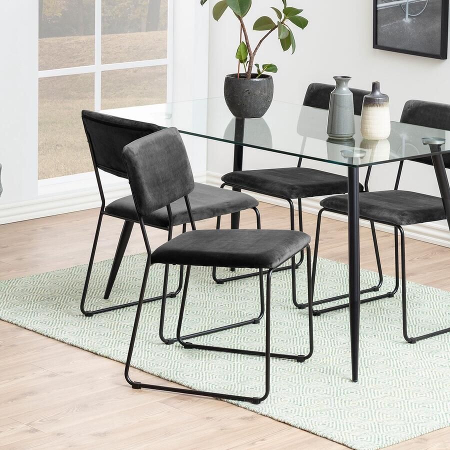 Leen Bakker Eetkamerstoel Izeda (2 stuks) velvet donkergrijs - Foto 2