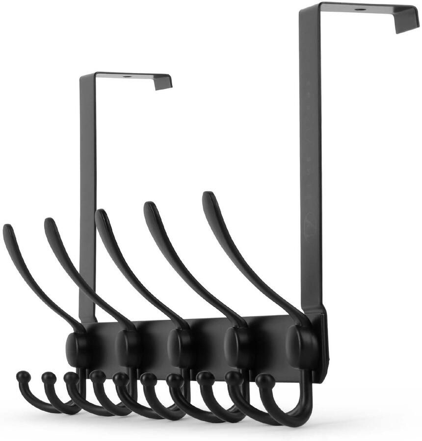 Bene Vivere Deurhaak Metalen kapstok deur Zwarte deurkapstok Deurhanger zonder wandmontage Ophanghaak