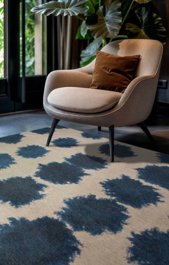 Beneffito Paintball blauw structuurpatroon hedendaags abstract vloerkleed Tapijt 240 x 340 cm - Foto 3