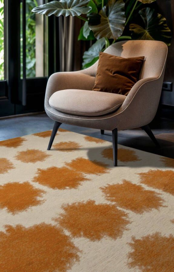 Beneffito Paintball oranje structuurpatroon hedendaags abstract vloerkleed Tapijt 80 x 150 cm - Foto 2