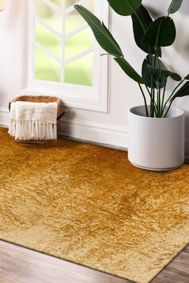 Beneffito Vloerkleed Reflect met verbrand geel en ivoor antiek effect 80 x 150 cm - Foto 2