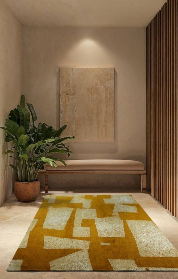 Beneffito Skip modern design vloerkleed met geel en beige geometrisch patroon Tapijt 170 x 240 cm - Foto 3