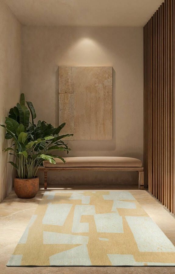 Beneffito Skip modern design vloerkleed met geel en beige geometrisch patroon Tapijt 80 x 150 cm - Foto 2