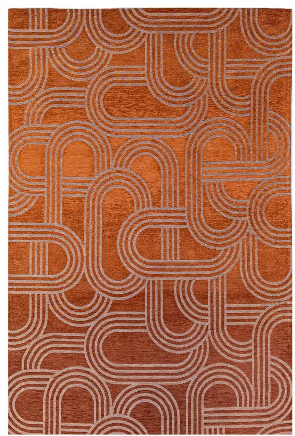 Beneffito Vloerkleed Disco rood met geometrische lijnen en cirkels Tapijt 170 x 240 cm - Foto 2