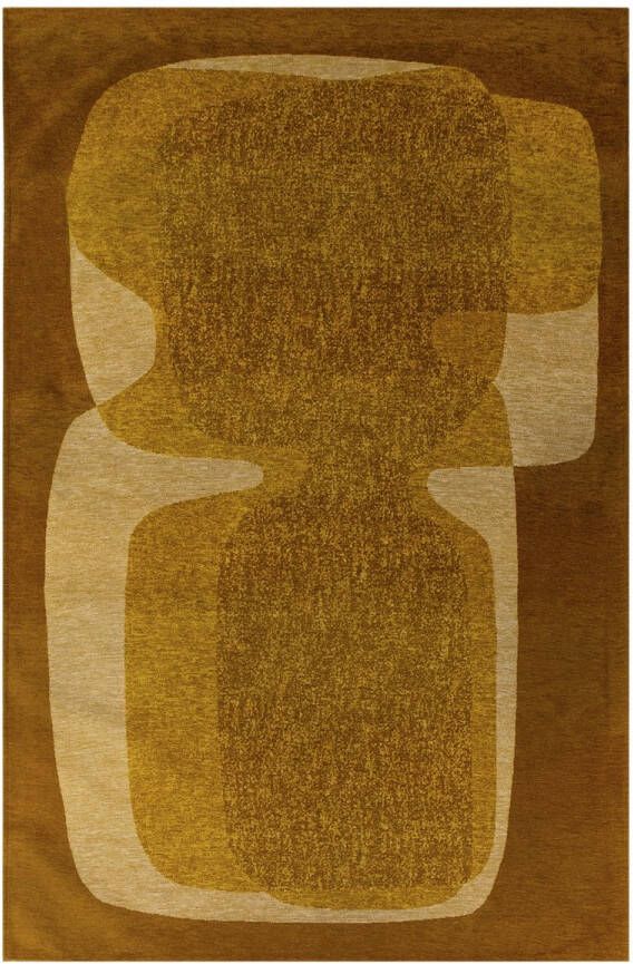 Beneffito Rechthoekig geel Poum tapijt met abstract patroon en geometrische vormen Vloerkleed 200 x 280 cm