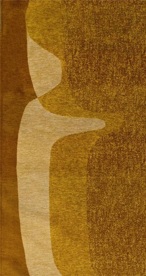 Beneffito Rechthoekig geel Poum tapijt met abstract patroon en geometrische vormen Vloerkleed 80 x 150 cm