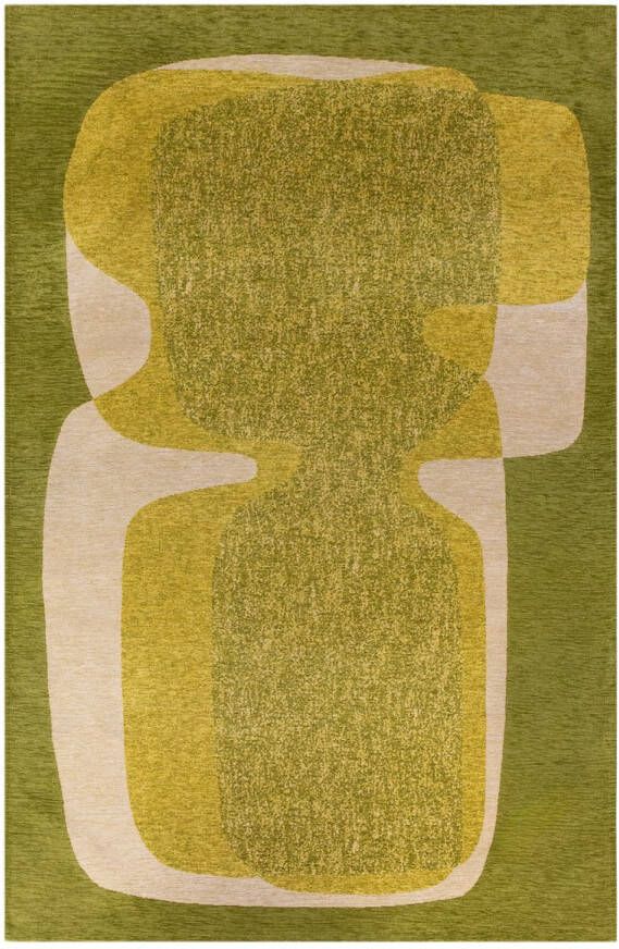 Beneffito Rechthoekig groen tapijt met abstract patroon en geometrische vormen Poum Grass 140 x 200 cm