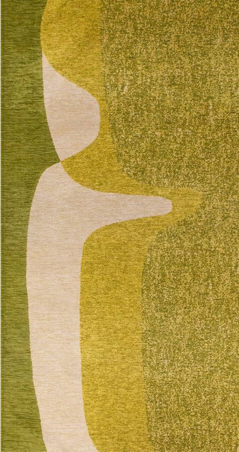 Beneffito Rechthoekig groen tapijt met abstract patroon en geometrische vormen Poum Grass 80 x 150 cm