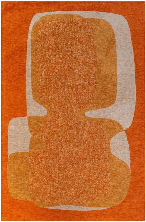 Beneffito Rechthoekig oranje tapijt met abstract patroon en geometrische vormen Poum Curry 140 x 200 cm