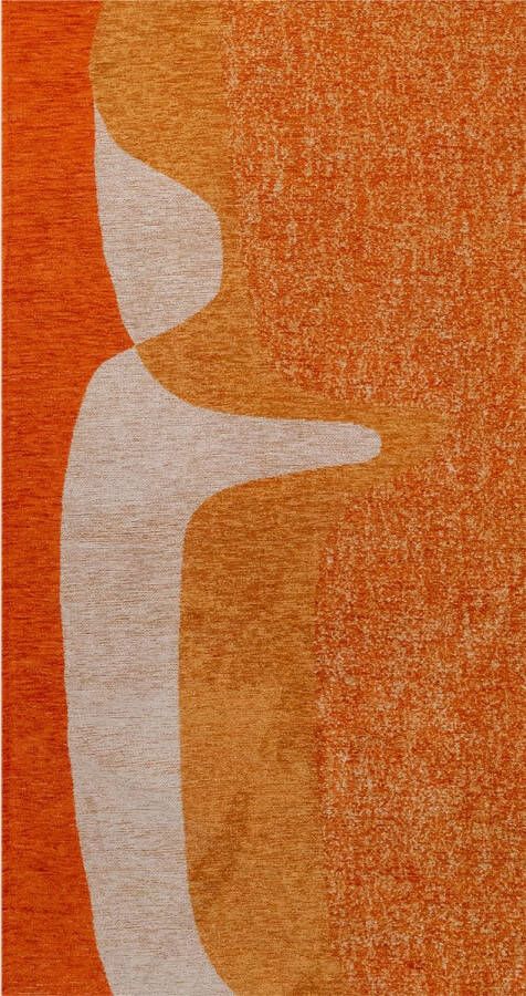 Beneffito Rechthoekig oranje tapijt met abstract patroon en geometrische vormen Poum Curry 80 x 150 cm