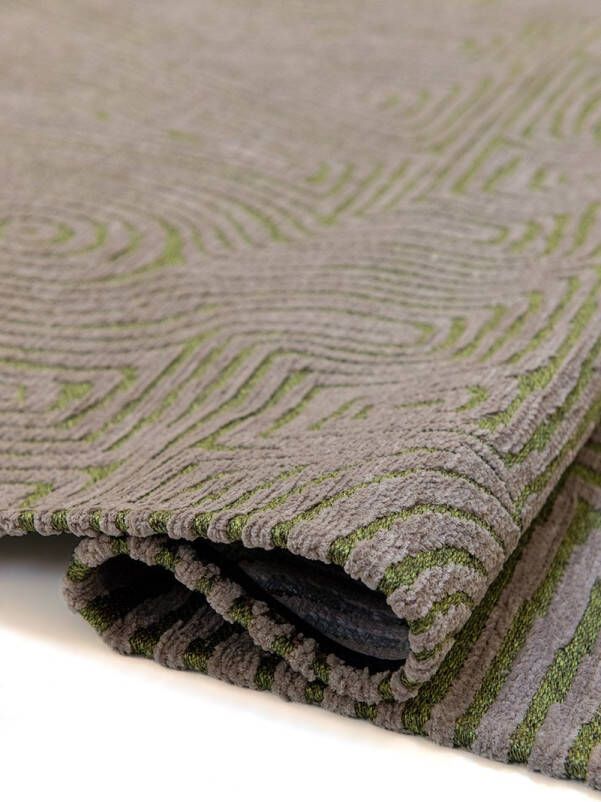 LOLA&MOI Geometrisch groen vloerkleed Tabasco met cirkels en labyrinten in goudgeel Tapijt 170 x 240 cm - Foto 2