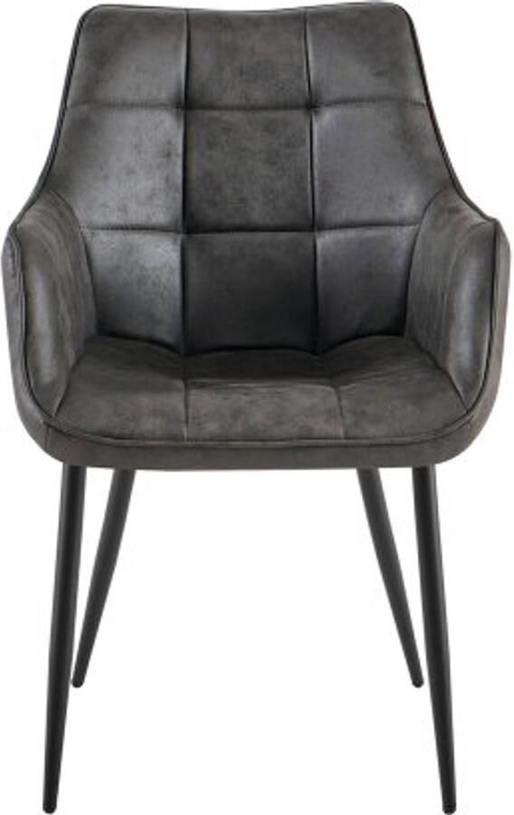 Benoa Eetkamerstoel Lucille met armleuning Antraciet set van 2 eetkamerstoelen