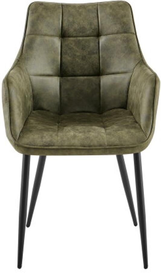 Benoa Eetkamerstoel Lucille met armleuning Army Groen eetkamerstoelen set van 2