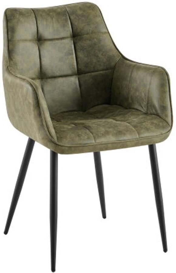 Benoa Eetkamerstoel Lucille met armleuning Army Groen eetkamerstoelen set van 2 - Foto 2