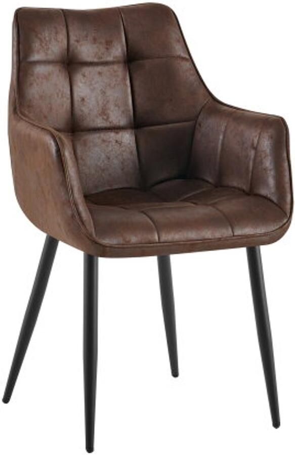 Benoa Eetkamerstoel Lucille met armleuning Donkerbruin eetkamerstoelen set van 2