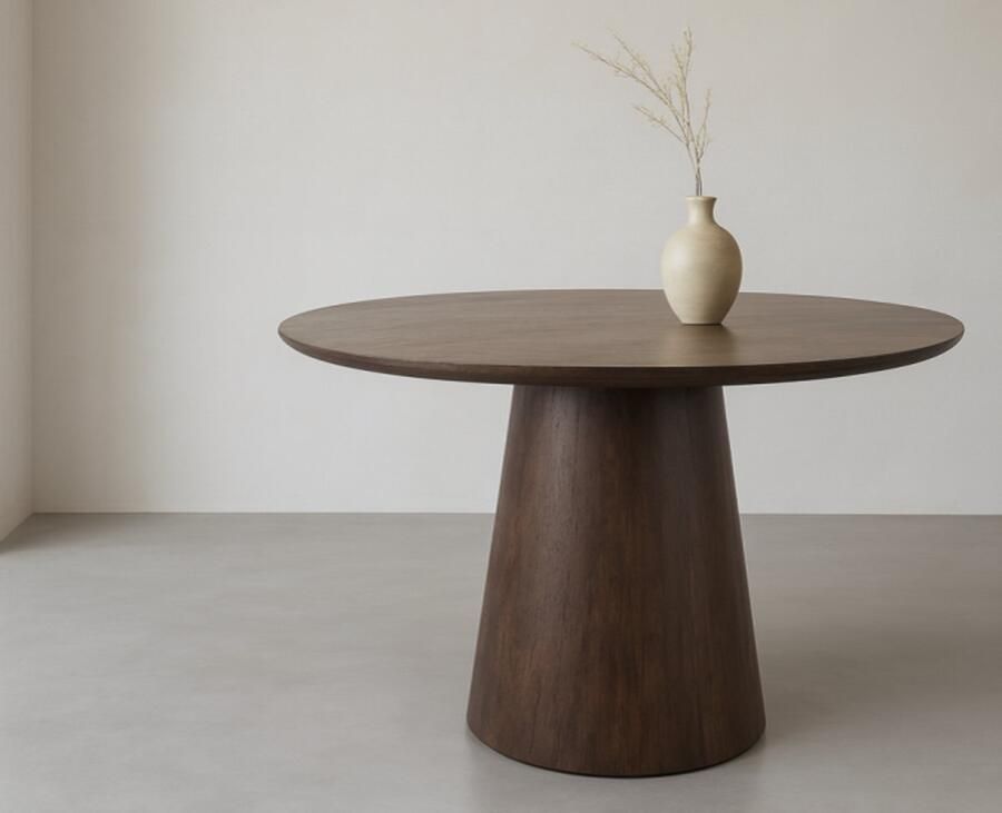 Benoa Eettafel Job Rond mangohout 130 cm Walnoot Japandi