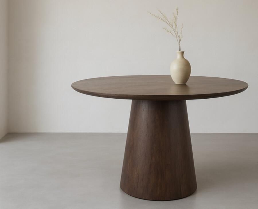 Benoa Eettafel Job Rond mangohout 140 cm Walnoot Japandi