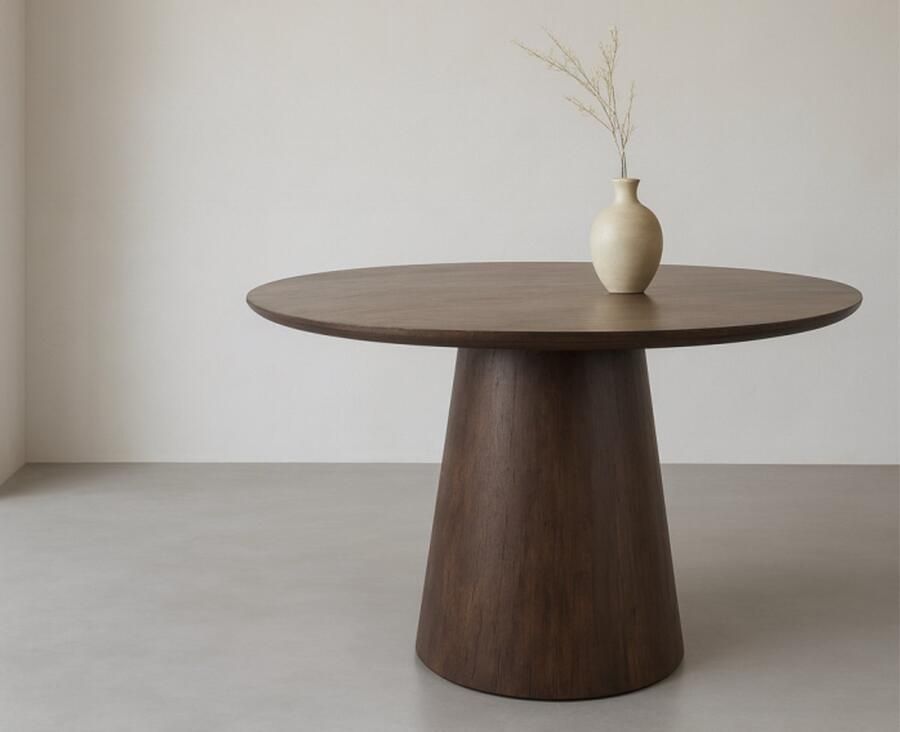 Benoa Eettafel Job Rond mangohout 150 cm Walnoot Japandi