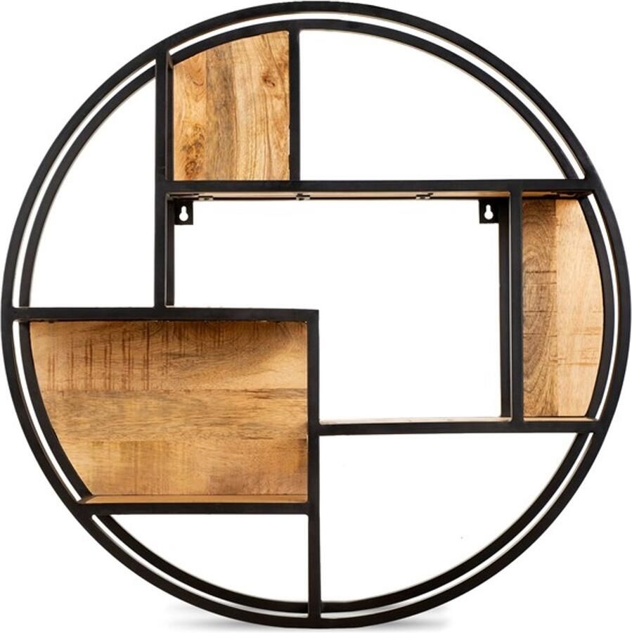 Benoa HorstDeco Wandrek Mango Houten Wandrek Met Zwart Staal Mango hout Top kwaliteit