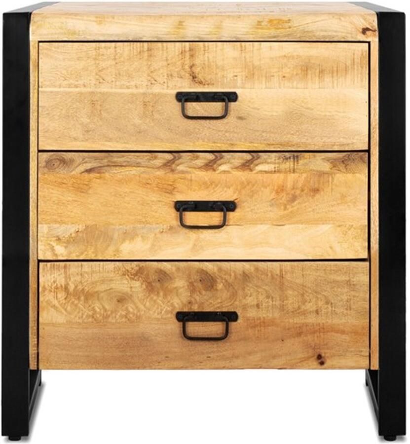 Industrieelinhuis.nl Ladekast Mangohout Britt Mangohout en Staal 80x40x80cm