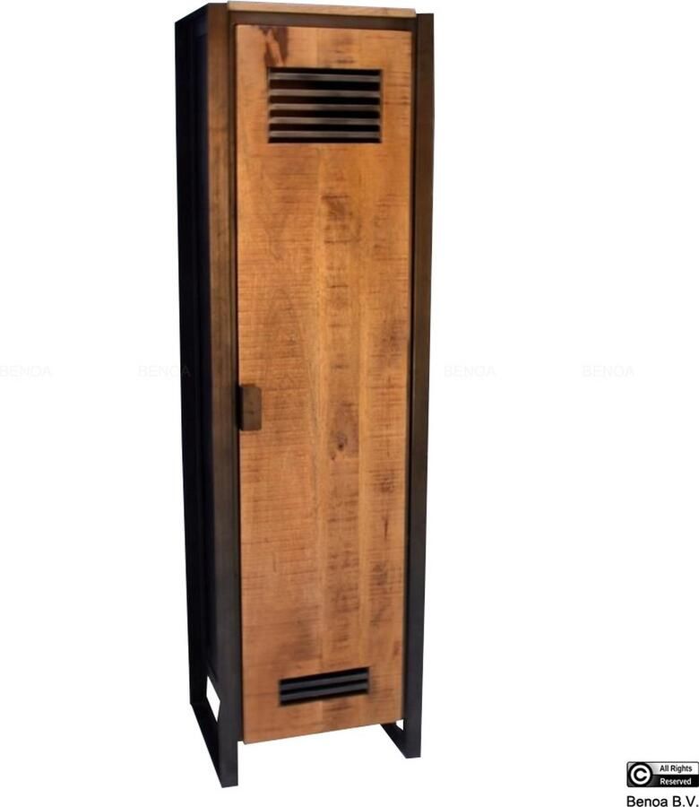 Benoa Mango industriële opbergkast Mango kast Luna Opbergkast 1 duers 45 cm Mango houten opbergmeubel Industriële stijl opberg kast Industriële meubels Opbergkast met stalen frame Houten industriële kast Meubelcollectie Luna