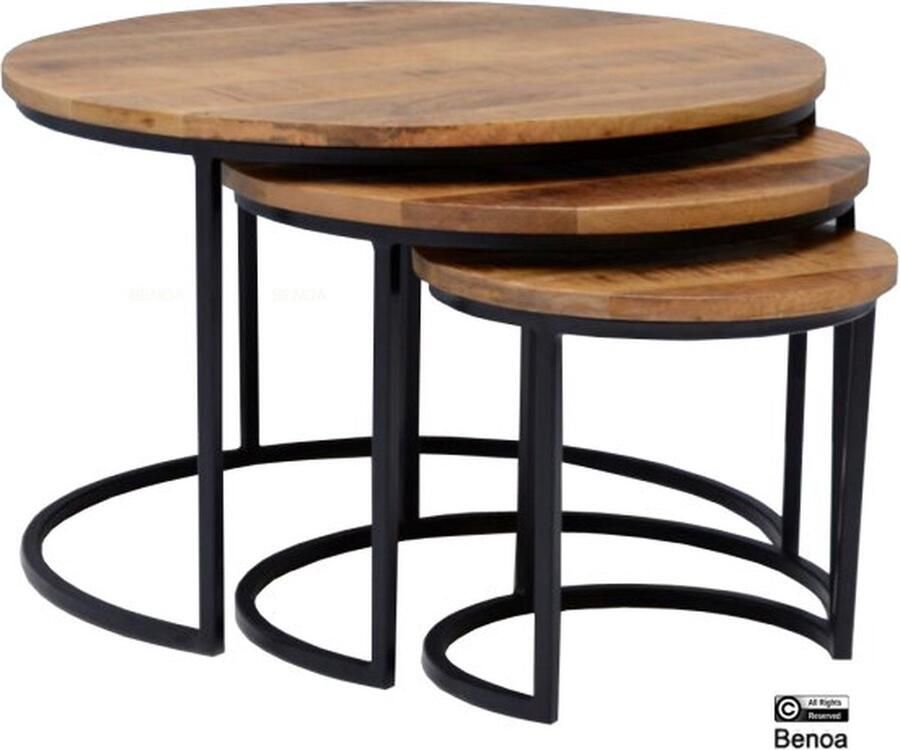 Benoa Coffee Table Set of 3 Natural Finish 2cm Top