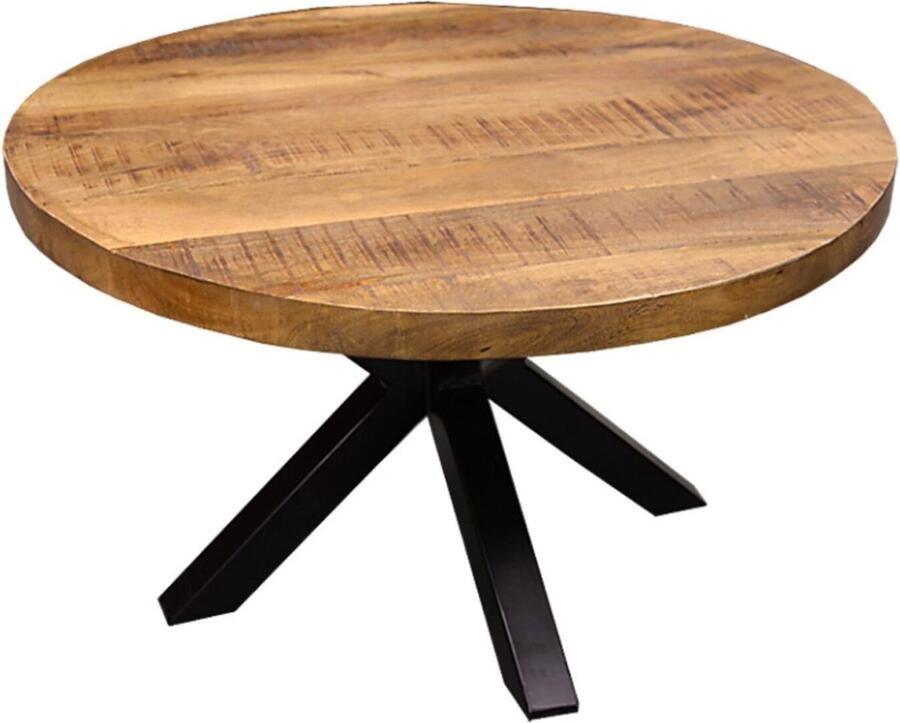 Benoa Salontafel Kyara rond massief mangohout met Spinpoot 80x80x47 cm 4 cm dik massief blad