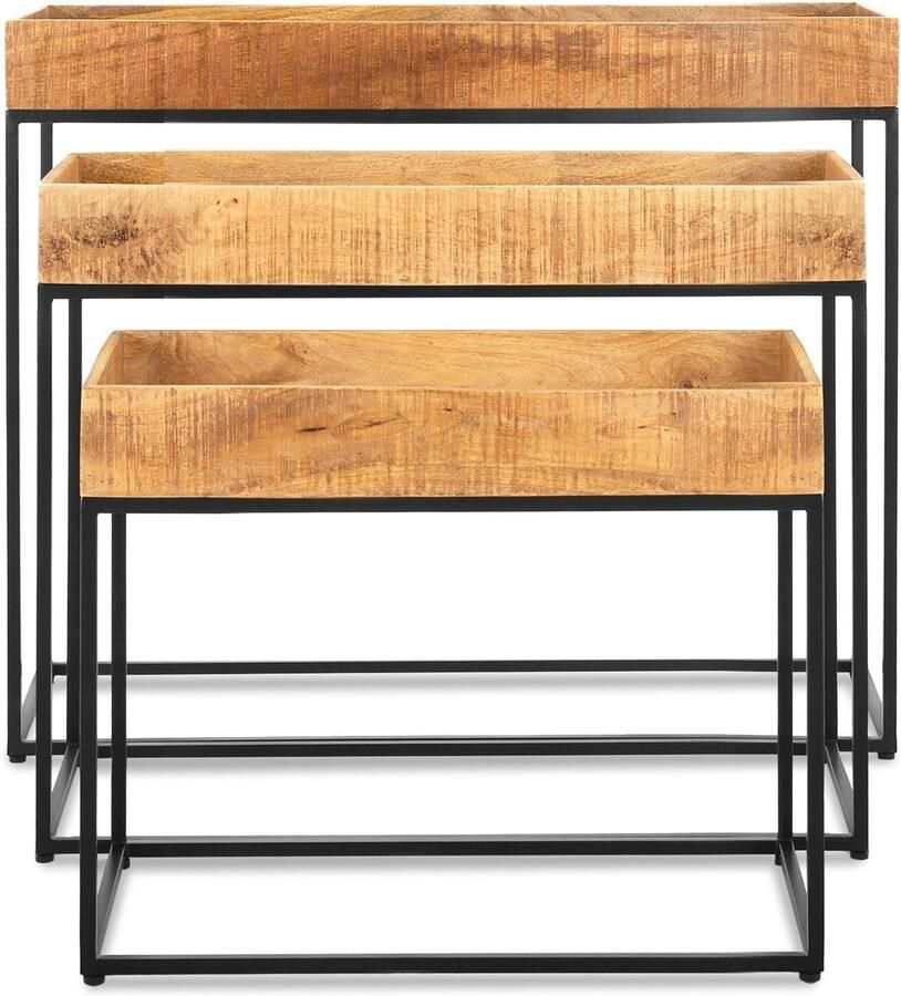 Benoa Sidetable Benson set van 3 mangohout - Foto 2