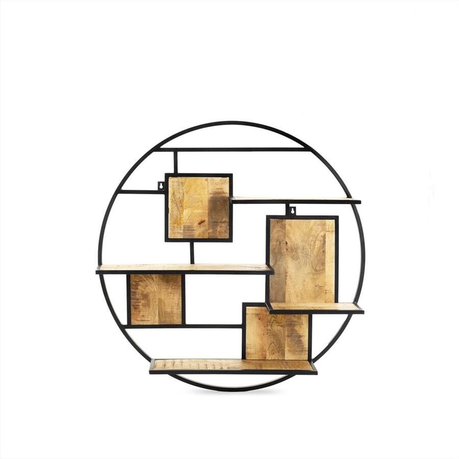 Benoa Cameron Iron & Wooden Round Wall Rack 100